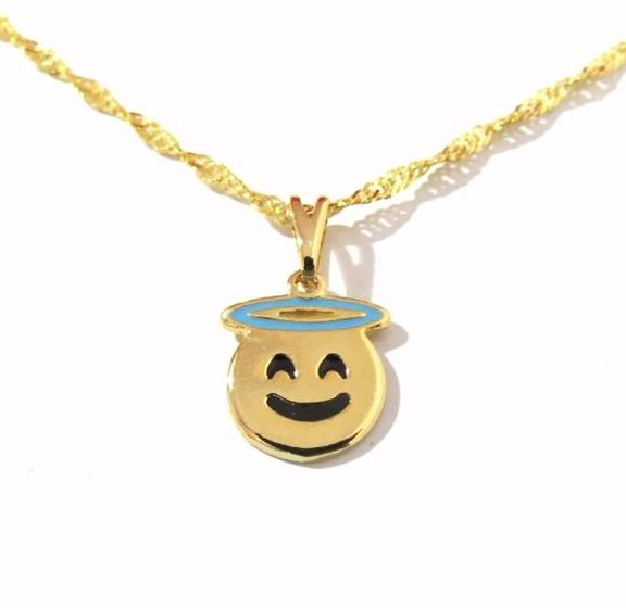 Imagem de Colar Cordão Emojis Anjo Folheado Ouro 18k