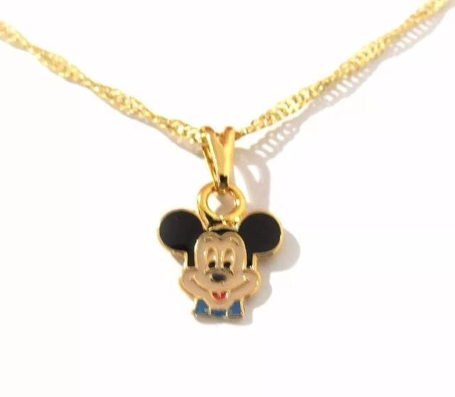 Imagem de Colar Cordão Gargantilha Mickey Folheado 18k