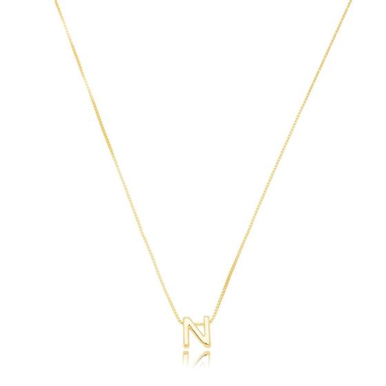 Imagem de Colar Corrente Letra Lisa Inicial Presente Banhado Ouro18k Cor Dourado