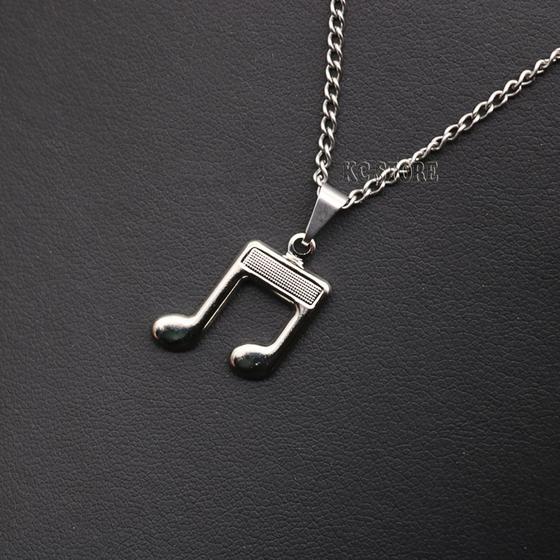 Imagem de colar corrente pingente nota musical clave do sol musica music colar prateado choker