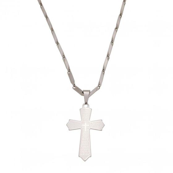 Imagem de Colar Crucifixo com Pai Nosso em Inox