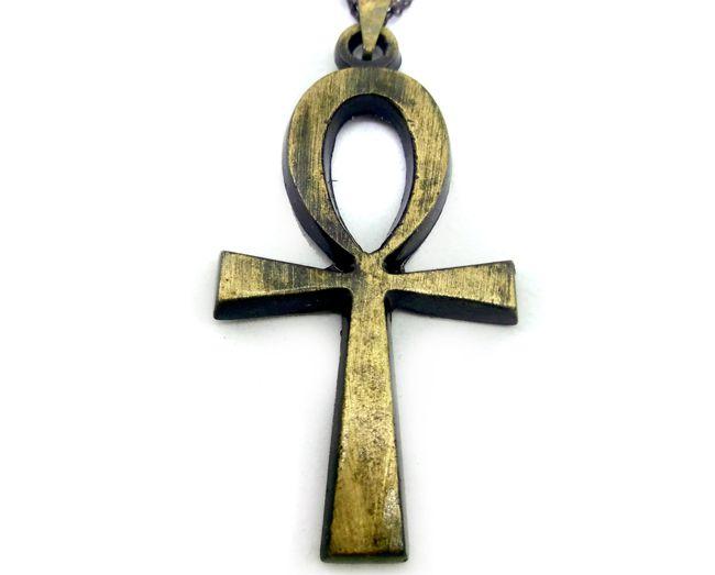 Imagem de Colar Cruz Ansata Ankh Lisa Com Pingente 4x2,5cm