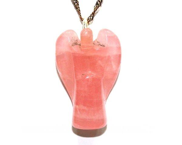 Imagem de Colar de Anjo Quartzo Rosa Pedra Natural Pino Prata 950