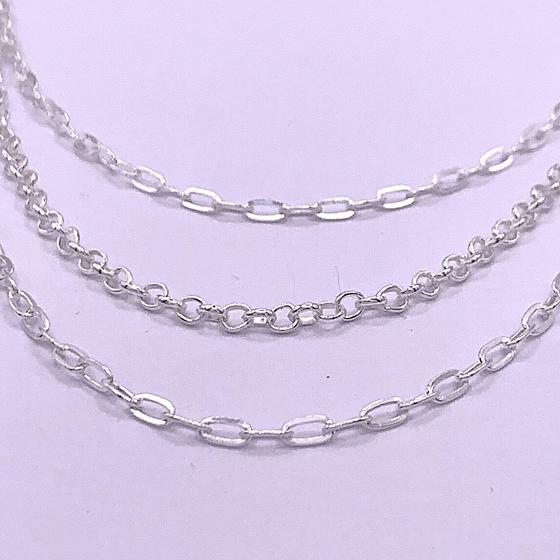 Imagem de Colar de elos triplo, 45 cm de comprimento, com extensor, prata de lei 925