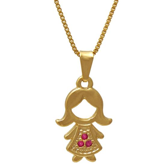 Imagem de Colar de Filhos SoftJoias Mãe de Filha Menina com Strass Folheado em Ouro 18K