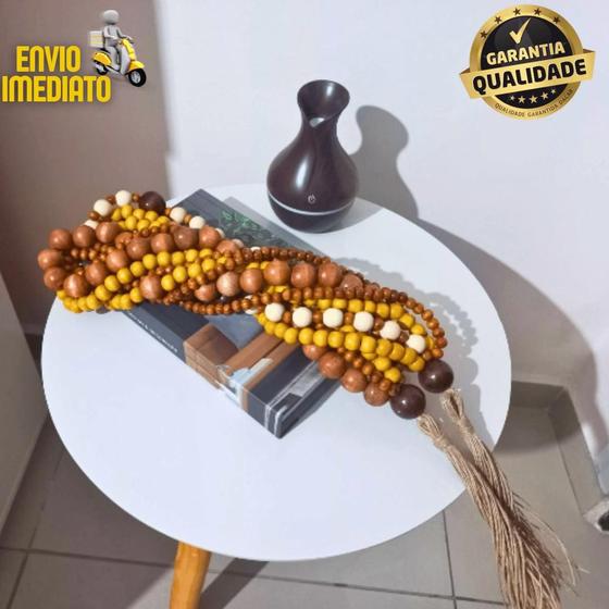 Colar de Mesa Madeira Enfeite Colar Decorativo Luxo Enfeite de Mesa 1,15m