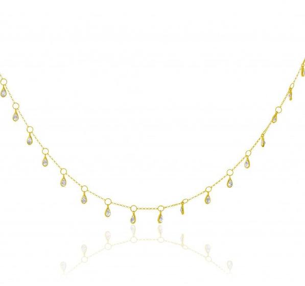 Imagem de Colar de Ouro 18k Choker Zircônias 40cm