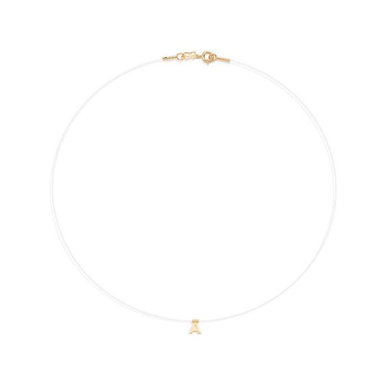 Imagem de Colar de ouro 18k feminino com inicial do nome fio nylon pingente letra rommanel 532041