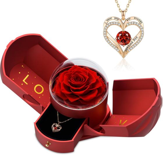 Imagem de Colar de rosa real preservada com eu te amo AuraBrillyn