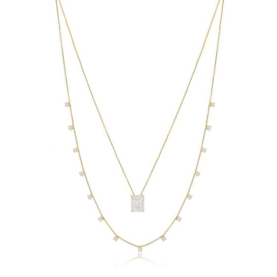 Imagem de Colar duplo zirconia banhado a ouro 18k
