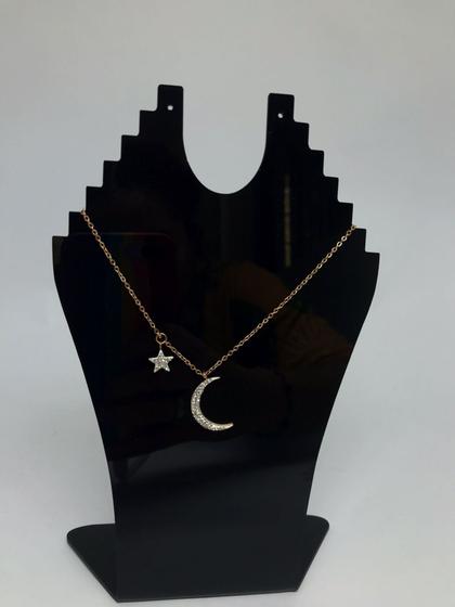 Imagem de Colar estrela e meia Lua cravejado
