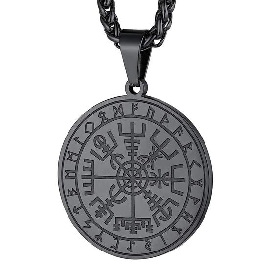 Imagem de Colar FaithHeart Norse Viking Compass Vegvísir Steel