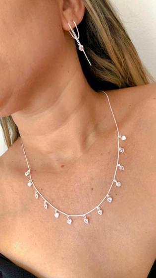 Imagem de Colar feminina choker pedra zircônia de prata(925)