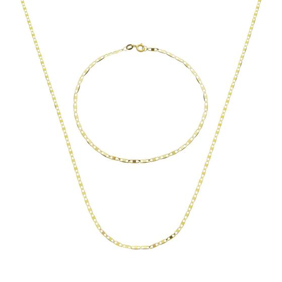 Imagem de Colar Feminino 45cm Ouro 18k Conjunto Pulseira Piastrine 2mm