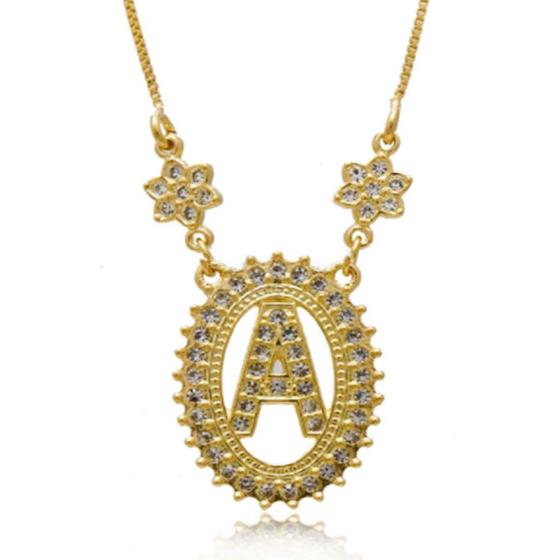 Imagem de Colar Feminino Banho Ouro 18 Pingente Letras Nome Letra C80