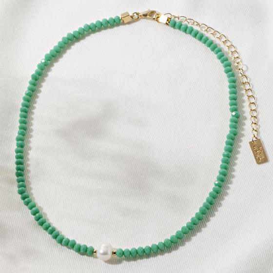 Colar Feminino Choker Cristais Verde Turquesa - Fabiana Haverroth