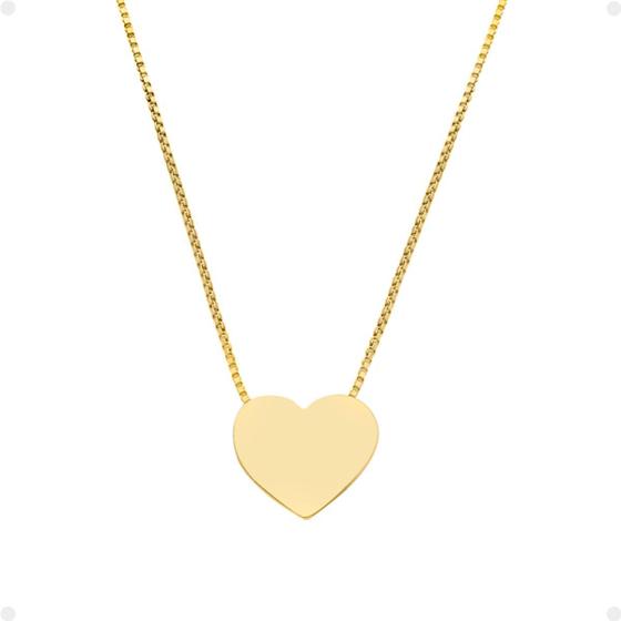 Imagem de Colar feminino dourado banhado ouro aço + pingente coração delicado moda qualidade premium presente