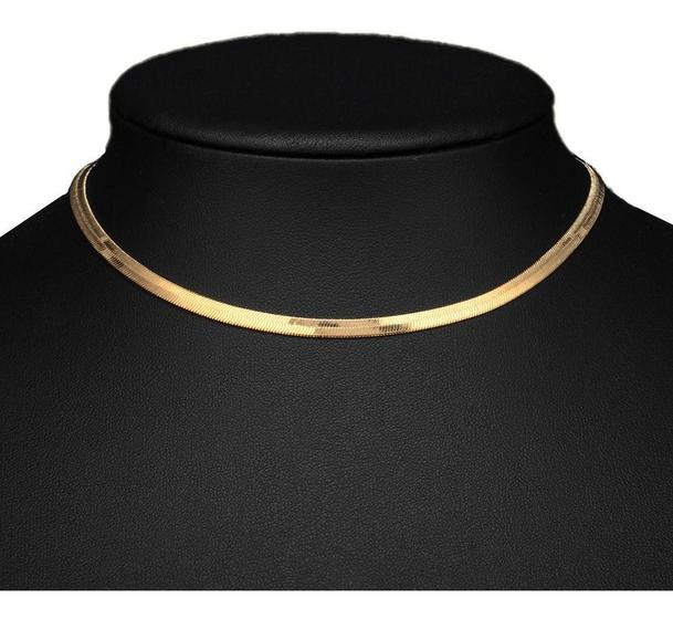 Colar Feminino Gargantilha Choker Laminada Folheado A Ouro Menor preço em Colar Feminino Gargantilha Choker Laminada Folheado A Ouro