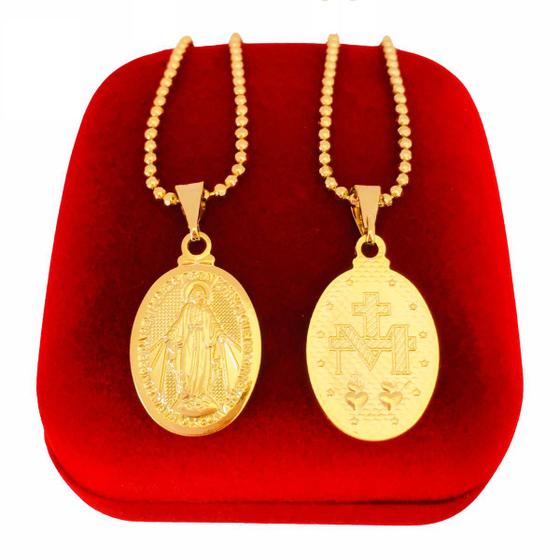 Imagem de Colar Feminino Medalha Milagrosa Nossa Senhora Das Graças Banhado a Ouro 18k