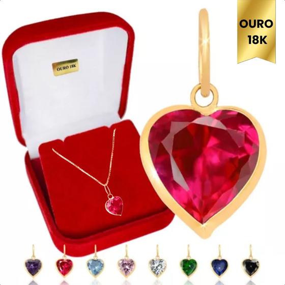 Imagem de Colar Feminino Ouro 18k Veneziana e Pingente Coração 45cm