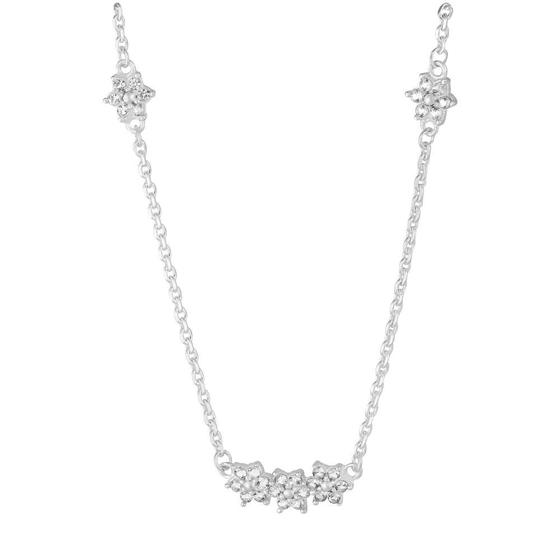 Imagem de Colar Flores Link Prata com Zircônia Branca