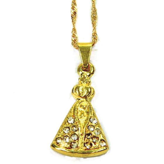 Imagem de Colar folheado dourado com pingente de N. S. Aparecida