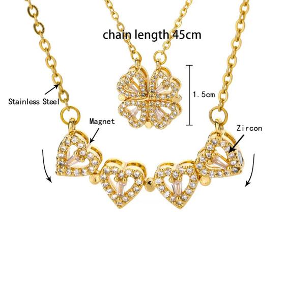 Imagem de Colar follhado ouro 18k jóia feminina modelo trevo coração