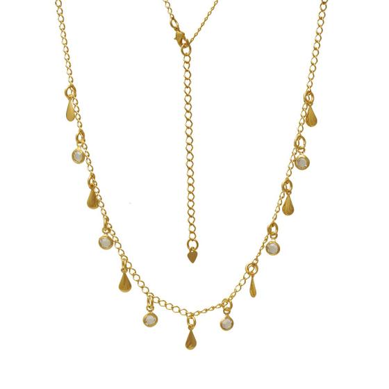 Imagem de Colar Gargantilha com Pingentes de Gota e Cristal Folheado em Ouro 18K Softjoias 