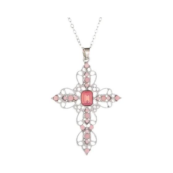 Imagem de Colar Gótico Y2K com Pingente Cruz de Cristal - Estilo Punk e Unissex