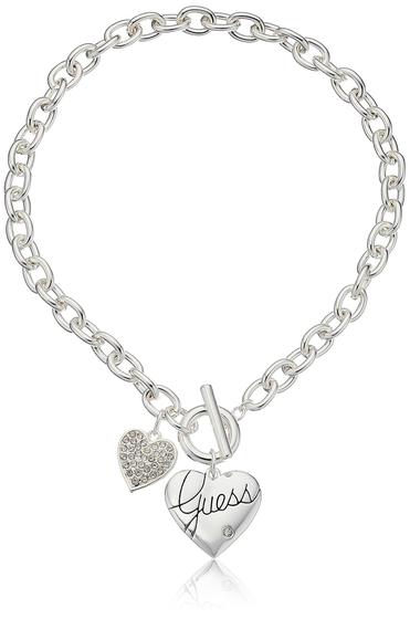 Imagem de Colar GUESS Basic Silver Logo Heart e Pave Heart