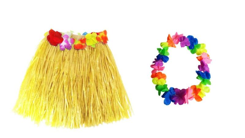 Imagem de Colar Havaiano e Saia - Fantasia Festa Bloquinho Carnaval