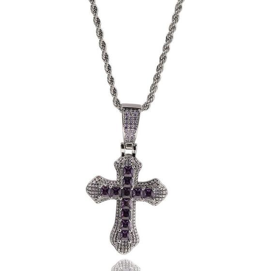 Imagem de Colar Hip Hop com Pingente Cruciforme e Zircônia