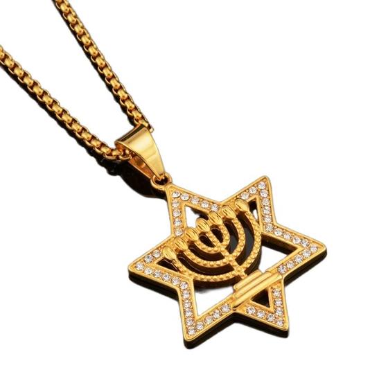 Imagem de Colar Judeu Magen Star Of David banhado a ouro Happy Hanukk