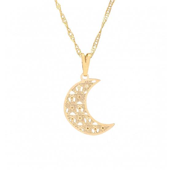 Imagem de Colar Lua Crescente com Estrelas 17mm - Sunshine Cristais
