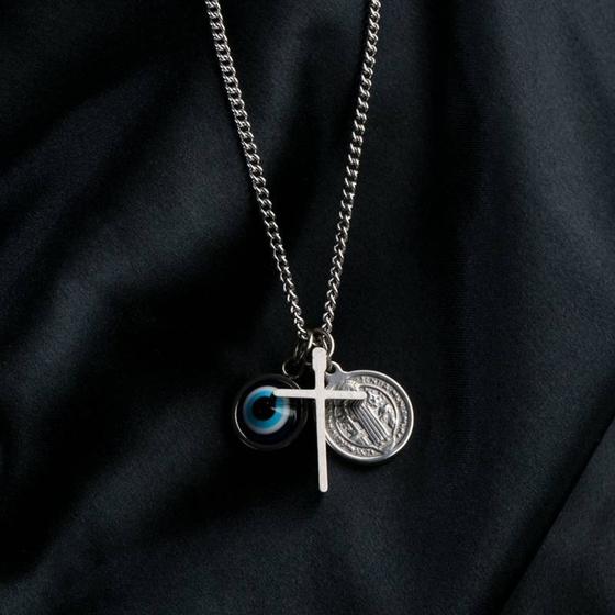 Imagem de Colar masculino hill de aço prata