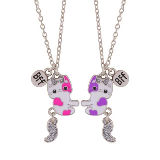Colar Melhores Amigas Gatinho Bff Magnético Kit Best Friends Amizade 2 peças