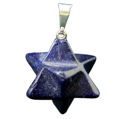 Imagem de Colar Merkaba Pingente Pedra Estrela Azul Presilha Prateado