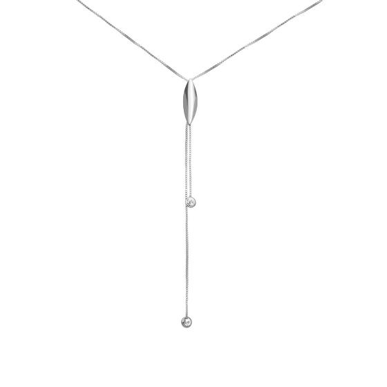 Imagem de Colar Navete Com Pedras Penduradas Banhado a Prata 925