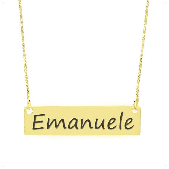 Imagem de Colar Nome Personalizado Chapinha Gravação Emanuele Banhado Ouro 18K - 999004299