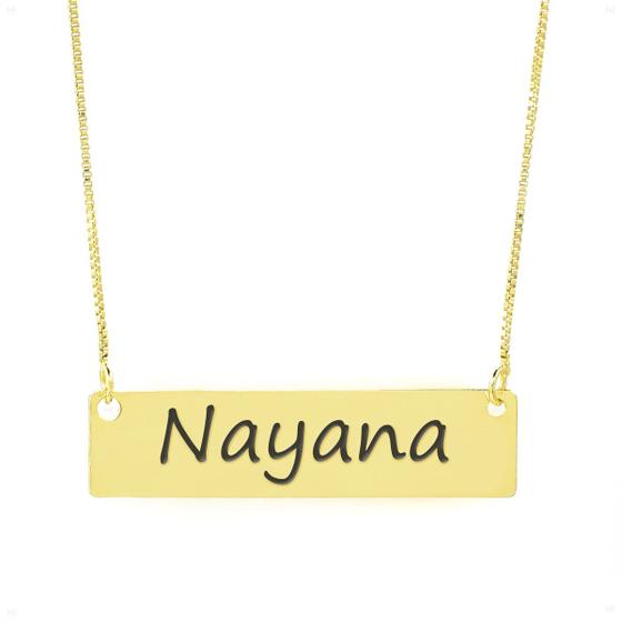 Imagem de Colar Nome Personalizado Chapinha Gravação Nayana Banhado Ouro 18K - 999004444