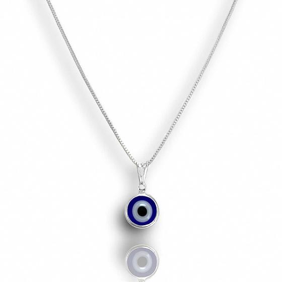 Imagem de Colar Olho Grego Azul Tradicional Banhado a Prata Semijoia