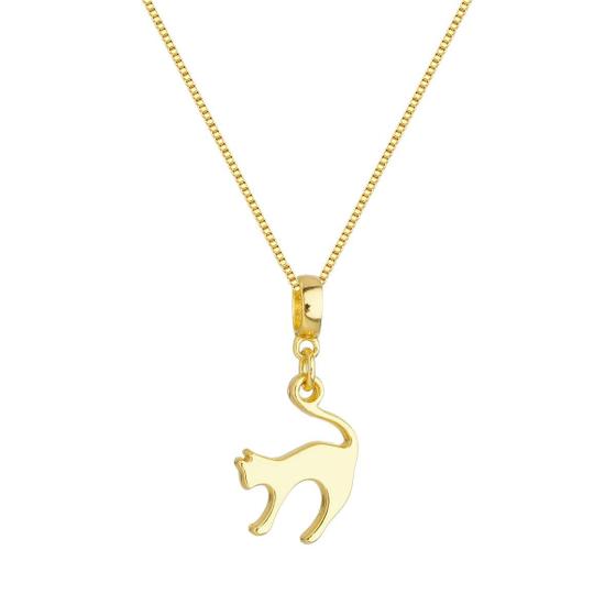 Imagem de Colar Pingente Gato Banhado a Ouro 18k