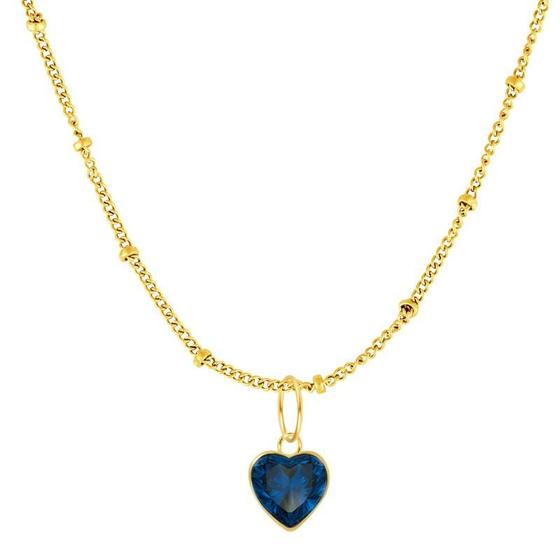 Imagem de Colar Ponto de Luz Zircônia Safira Ouro 10 Corrente Aço IPG 45cm