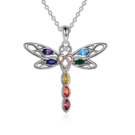 Imagem de Colar POPLYKE Dragonfly 7 Chakra em prata esterlina 925