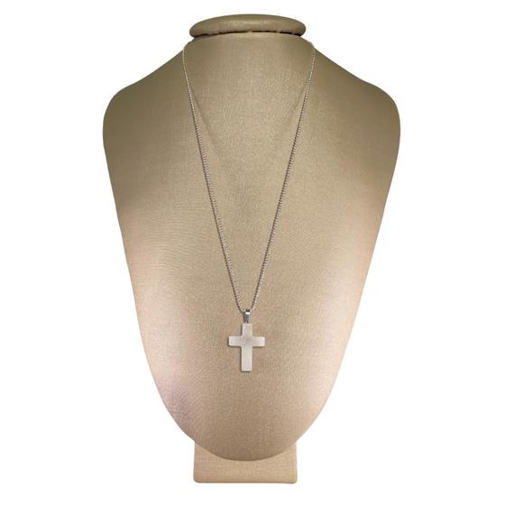 Imagem de Colar Prata 925 Diamantado Quartzo Branco Cruz Ponte Vecchio