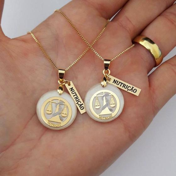 Colar Profissão Nutrição Folheado em Ouro 18k Menor preço em Colar Profissão Nutrição Folheado em Ouro 18k