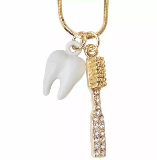 Imagem de Colar Rabo de Rato Dente Branco Dentista Folheado 18k