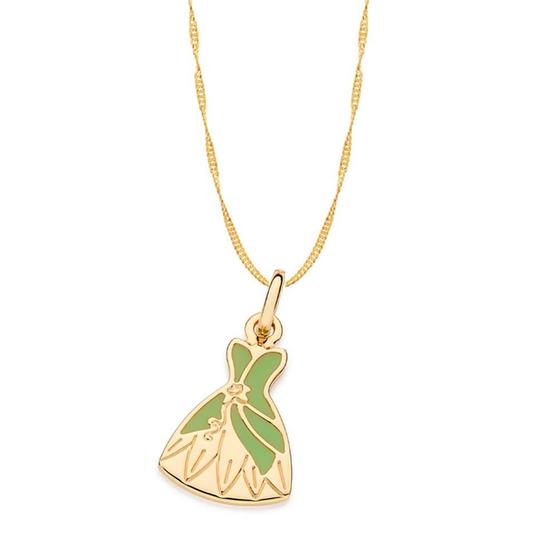 Imagem de Colar Rommanel Banhado Ouro Vestido Princesa Tiana Verde 42cm