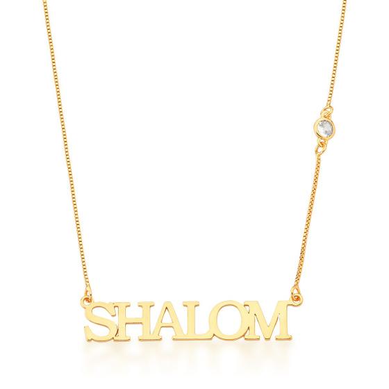 Imagem de Colar Shalom Bee Bless banhado à ouro 18 k com pedra de cristal