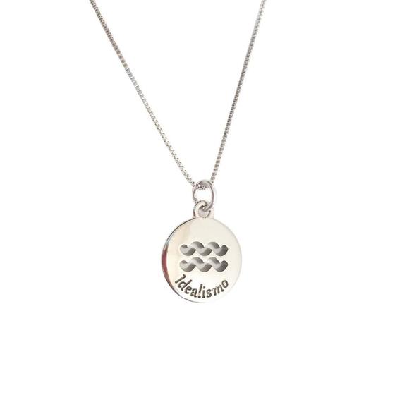Imagem de Colar Signos Corrente 55/60-Banhado Platina - Aquario